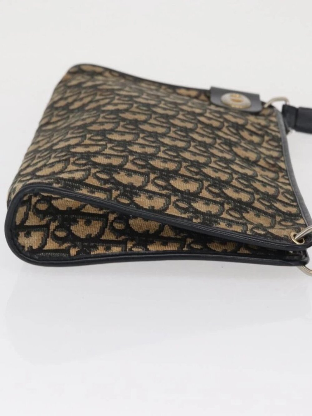 Christian Dior Trotter Canvas Shoulder Bag Navy Gold Auth 164287 - Picture 6 of 16